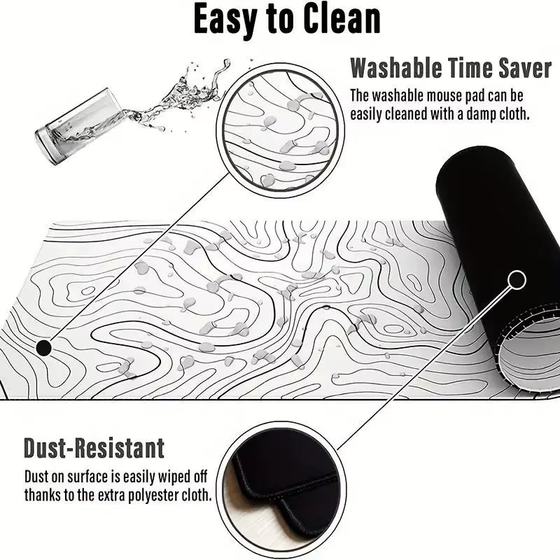 Large Extended Gaming Mouse Pad with Stitched Edges and Non-Slip Rubber Base