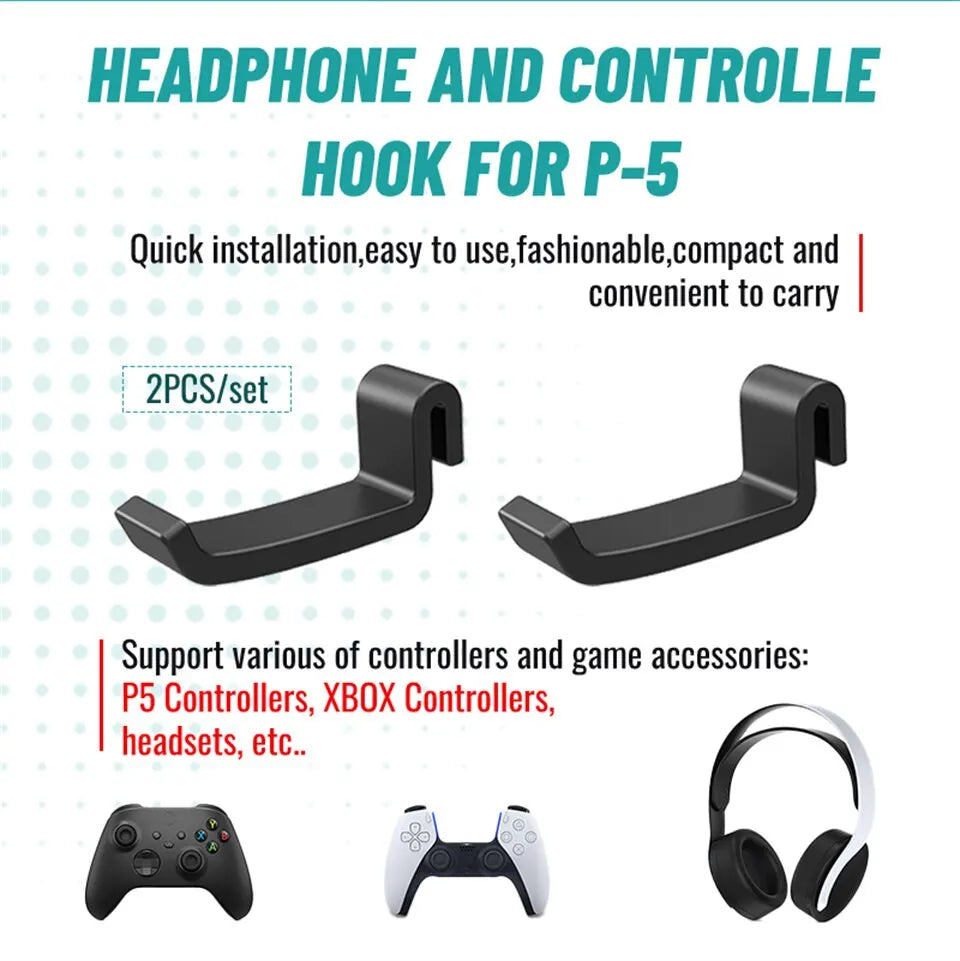 Elevate Your Gaming Setup with the P512 Wall-Mounted Headphone Hanger for PS5 and Gaming Headsets