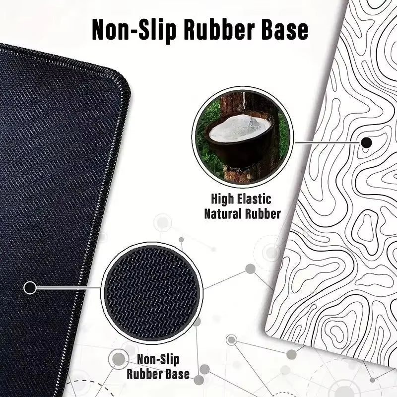 Large Extended Gaming Mouse Pad with Stitched Edges and Non-Slip Rubber Base