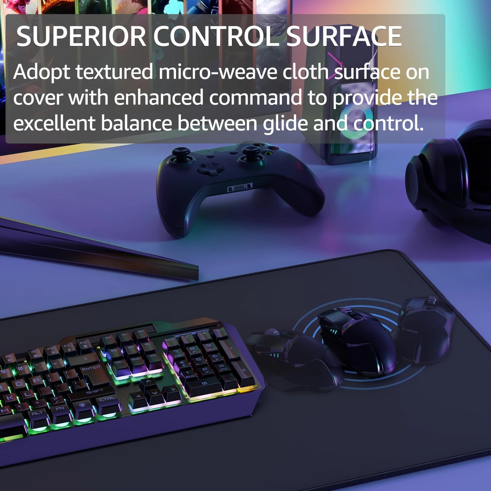 1PC Large Mouse Pads for Desk, Gaming Mouse Pad, Mouse Pad with Stitched Edges and Non-Slip Rubber Base, Extended Mouse Pad