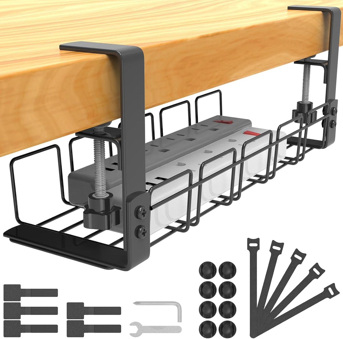 Under-Desk Cable Management Tray - No-Drill Installation