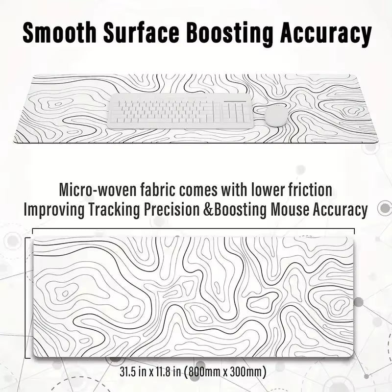 Large Extended Gaming Mouse Pad with Stitched Edges and Non-Slip Rubber Base