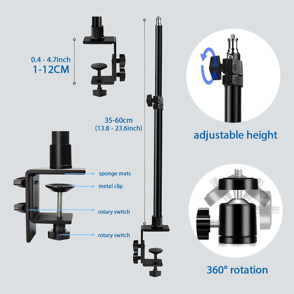 Elevate Your Photography Game with Our Professional Desk Mount Stand for DSLR Cameras and Lighting Equipment - Versatile, Adjustable, and Built to Last!