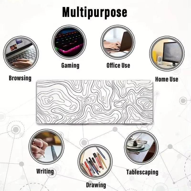 Large Extended Gaming Mouse Pad with Stitched Edges and Non-Slip Rubber Base
